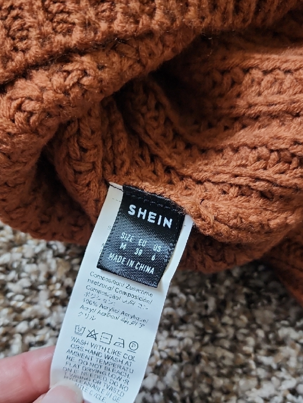 SHEIN Rust Orange Chunky Turtleneck Sweater - Picture 2 of 3